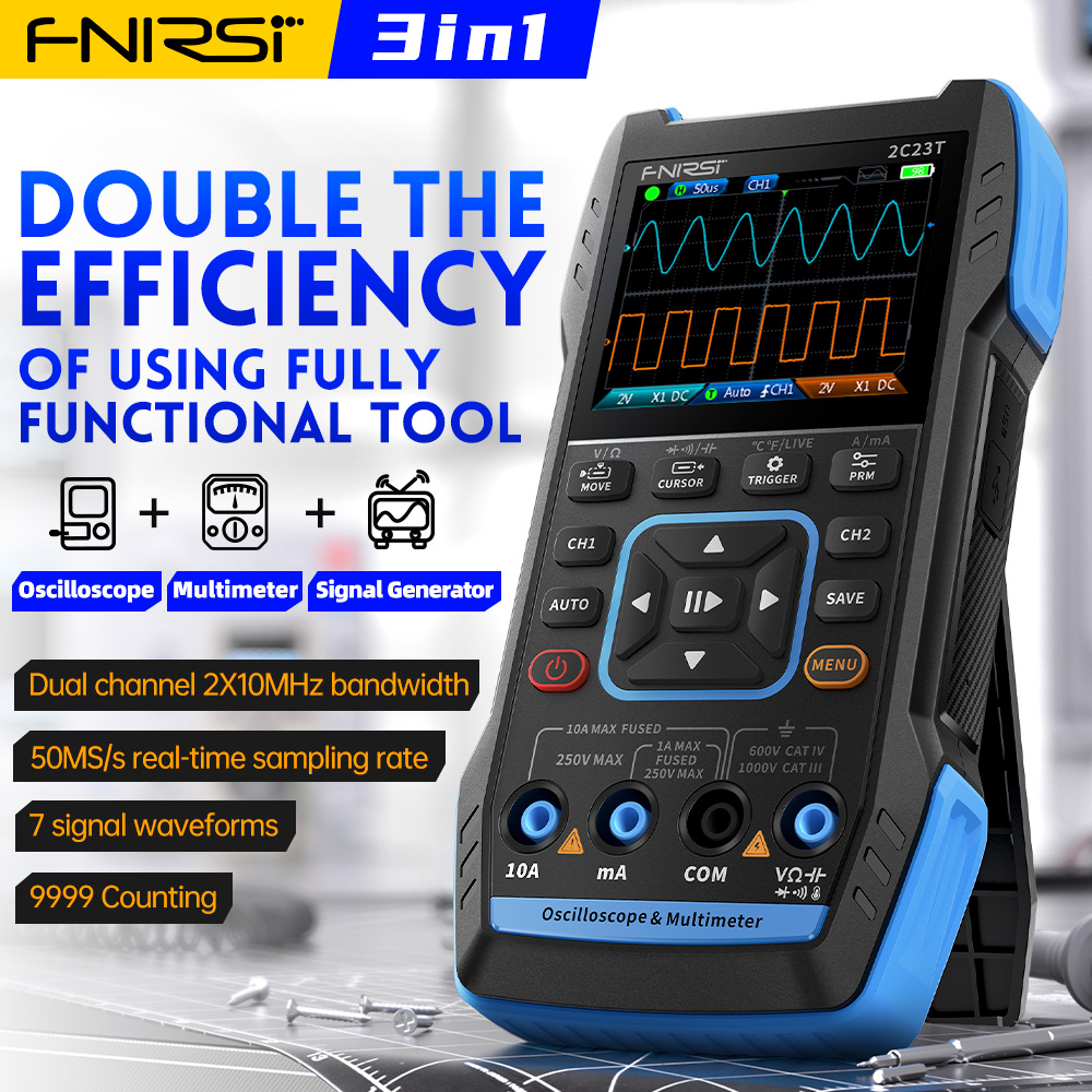 Fnirsi Digital Oscilloscope Handheld - Osciloscópio Digital 3 em 1 2C23T