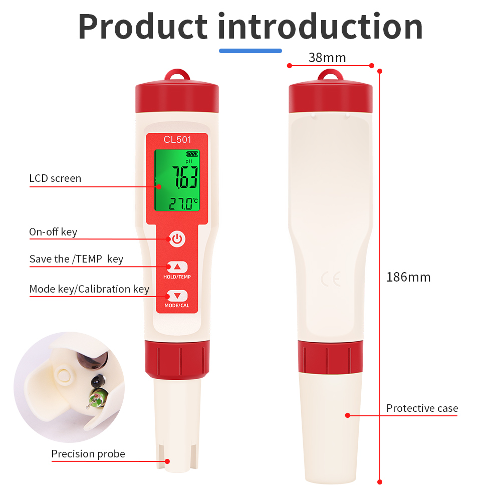 Medidor de temperatura ph/cl2/ - Ph Meter Digital Water Tester avaliação e preço